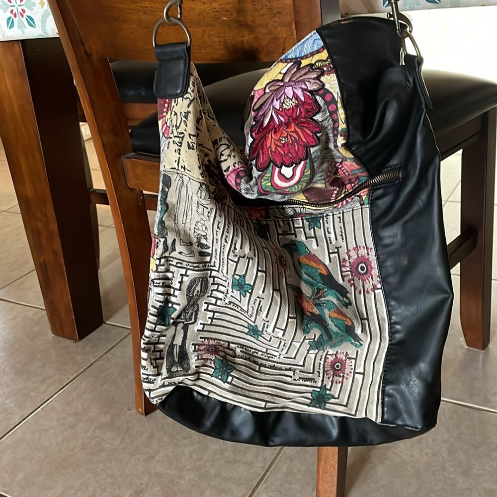 Desigual Colorful Patterned Messenger/Tote Bag